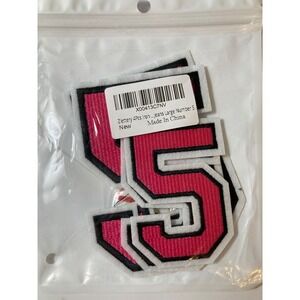 Zlettery 4pcs Iron On Large Number 5 Patches Pink Black White Appliques DIY